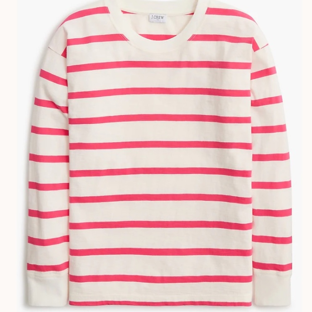 J. Crew Pink and Cream Striped Hoodie